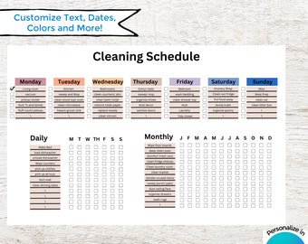Editable Cleaning Schedule | Printable | Daily, Weekly, Monthly Cleaning List