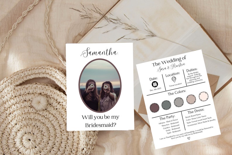 Bridesmaid Proposal Card Template Printable, Wedding Cards, Maid of ...