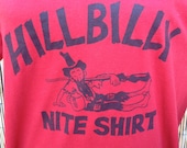 Red Oversized T Shirt Sleepwear Dress "Hillbilly Nite Shirt" Small Medium