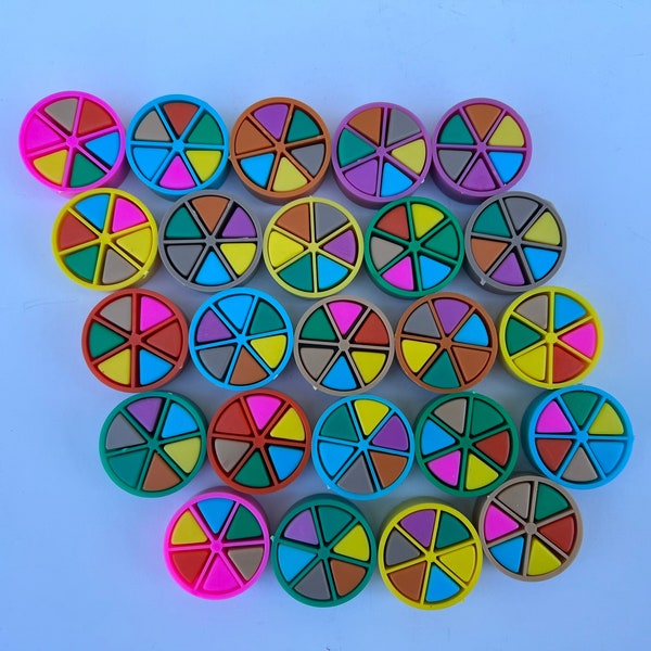 Twenty Four (24) Vintage / Retro Trivial Pursuit Trivia Game Pie And Wedges Sets Upcycle Board Game Tokens Pieces Arts And Crafts Project