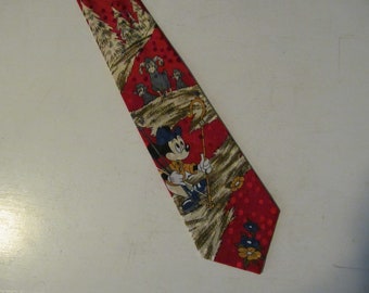 Vintage / Retro Walt Disney's Mickey Mouse Shepherd Hook Ewe Mountain Goat Ram Necktie / Neck Tie Clothing Accessory By Select Chirlston