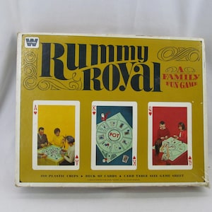 NEW Parts w/ Bonus Vintage / Retro 1965 Rummy Royal Deluxe Edition Poker Chips Deck Of Playing Cards Table Size Game Sheet Party By Whitman