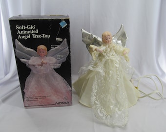 Vintage / Retro Noma Soft-Glo Animated Angel Light Up Christmas Tree Topper Decoration Religious Holy Moving Wings Candle