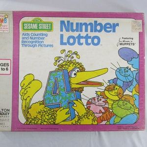 RARE Vintage / Retro 1975 Sesame Street Number Lotto By Milton Bradley MB Boardgame / Board Game Jim Henson&#39;s Muppets Learn To Count Numbers