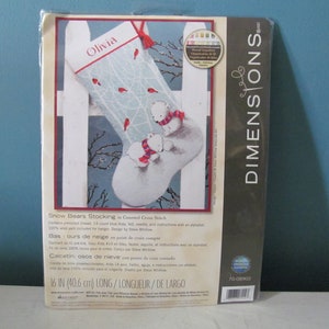 Brand New / NIB Dimensions Snow Bears Christmas Stocking Counted Cross Stitch/Needlepoint Decoration Sewing Kit Arts And Crafts #70-08902