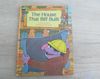 Vintage / Retro 1980 The House That Biff Build Hard Cover Book Sesame Street Book Club Featuring Jim Henson's Muppets By Janet Campbell