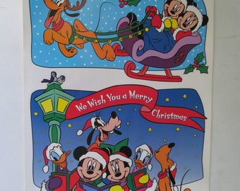 Brand New Old Stock / NOS Vintage / Retro Walt Disney's Mickey & Minnie Mouse And Friends Merry Christmas Static Cling Window Decorations