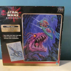 NEW Sealed Vintage / Retro 1999 750 Piece Star Wars Episode I 1 The Phantom Menace Gungan Sub Escape Double Sided Jigsaw Puzzle Hasbro
