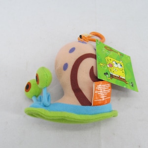 New Vintage / Retro 2003 Nickelodeon Gary The Snail SpongeBob Squarepants Plush Stuffed Animal Clip On Key Chain Keychain Backpack Charm