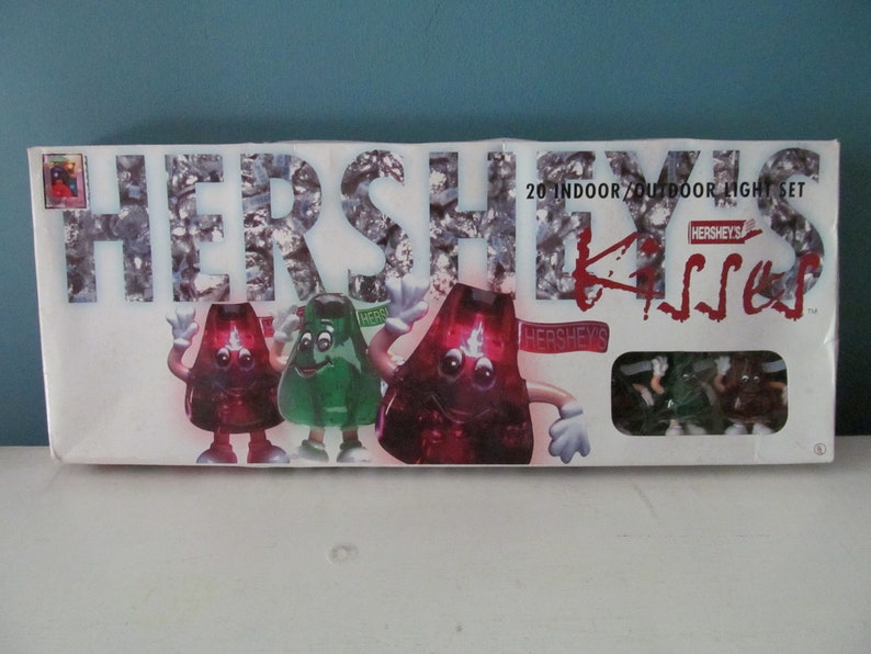 Vintage Retro 1996 Hershey/'s Kisses 20 Indoor Outdoor Novelty Light Set Christmas Tree Twinkle Light Strand In Box Chocolate Candy