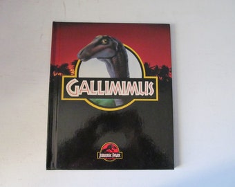 Vintage / Retro 1993 Jurassic Park Gallimimus Dinosaur Hard Cover Book #6 In Series Of 8 Pop Culture Movie Collectibles / Collectables