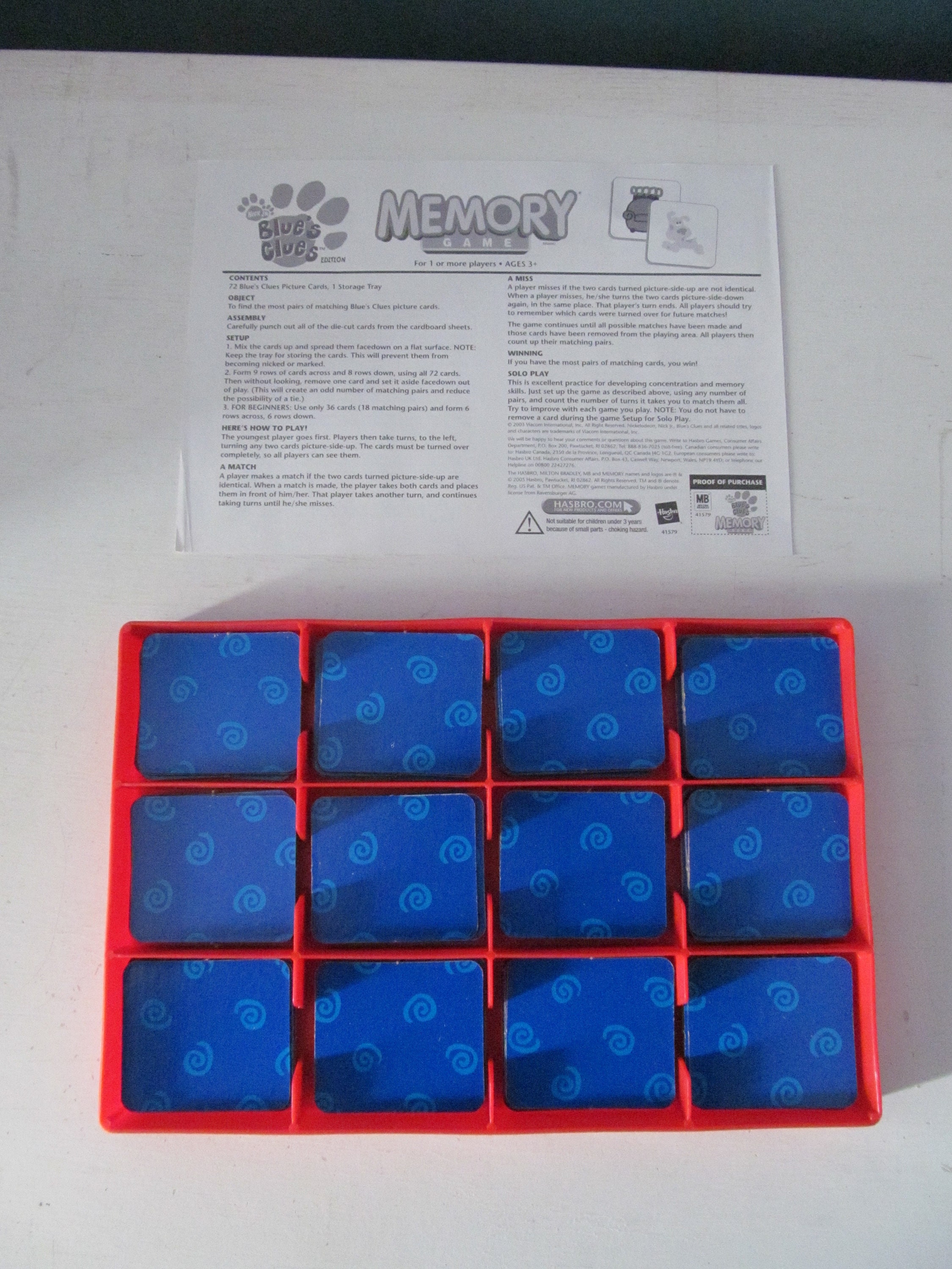 RARE Vintage / Retro Blue Clues Edition Memory Game by Milton - Etsy