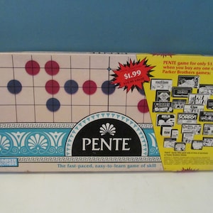 Vintage / Retro 1989 Pente The Classic Game Of Capture And 5-In-A-Row Board Game By Classic Game Of Skill By Parker Brothers