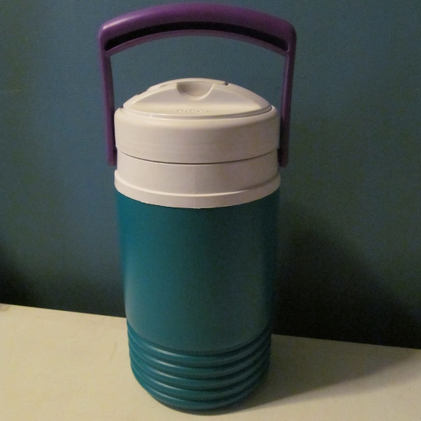 Vintage / Retro Igloo Purple Turquoise Blue Green White Half Gallon Thermos Drinking Container Water Drinking Jug Tailgating Cooler