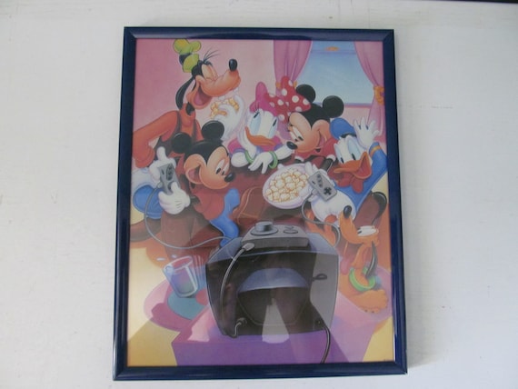 Set of 2 Disney Mickey Mouse Plastic Coasters Retro Vintage