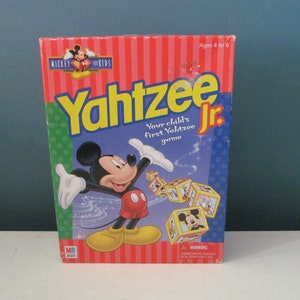 Vintage / Retro 1998 Mickey For Kids Yahtzee Jr. / Junior Disney Dice Board Game By Milton Bradley MB Mickey Mouse Minnie Donald Duck Pluto