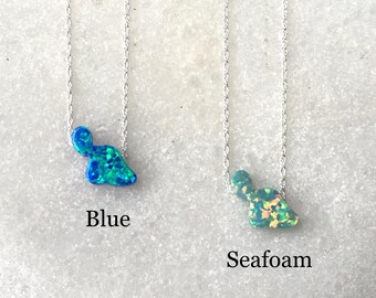 Beldiamo 4.5 g 925 Sterling Silver Synthetic Blu Opal Hawaiian Maui Sea Turtles Handmade Pendant