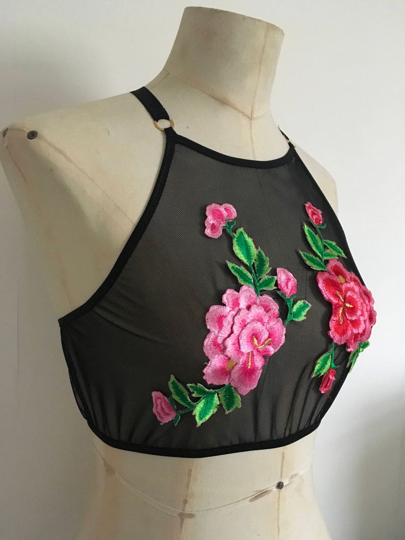Colourful Mesh Crop Top Bralette. Festival fashion floral Etsy