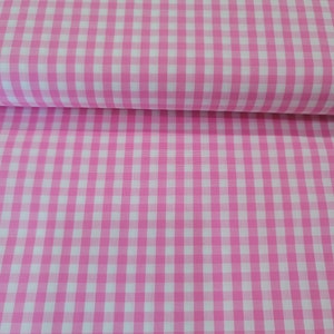 Pink Gingham fabric 58 inch width 1 yard or yardage 100% cotton 1/4&quot; gingham fabric