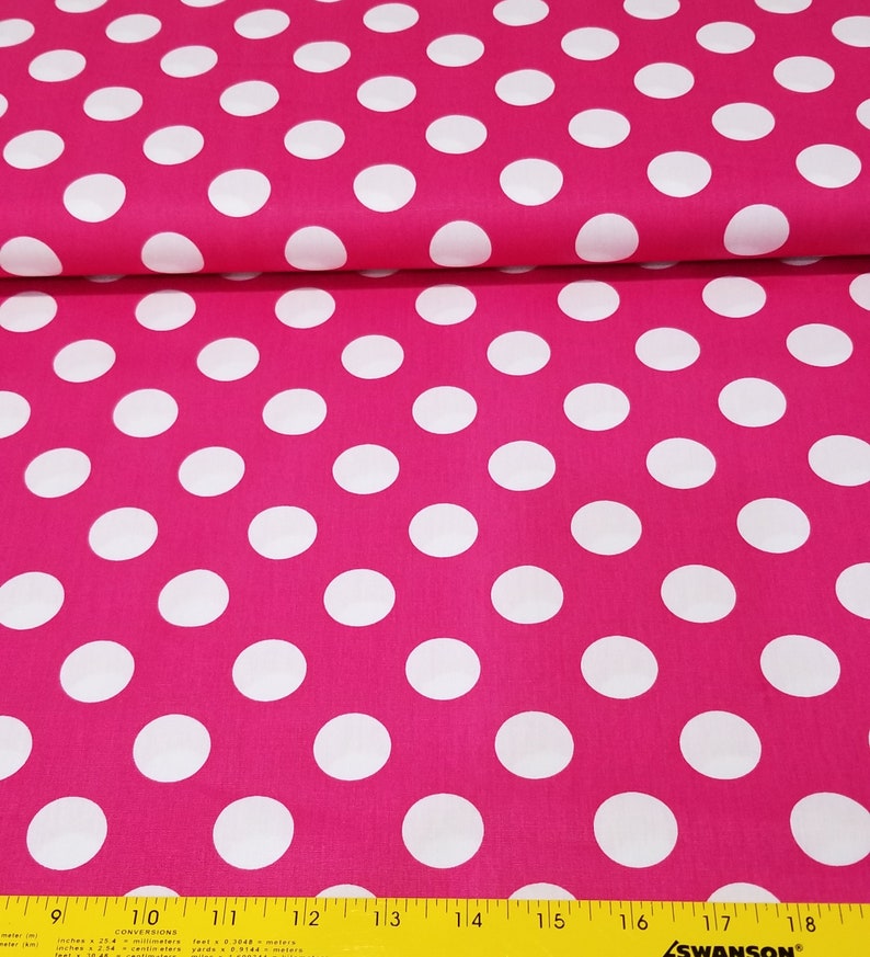 Hot pink large polka dot fabric 1 yard fabric finders 100 Etsy