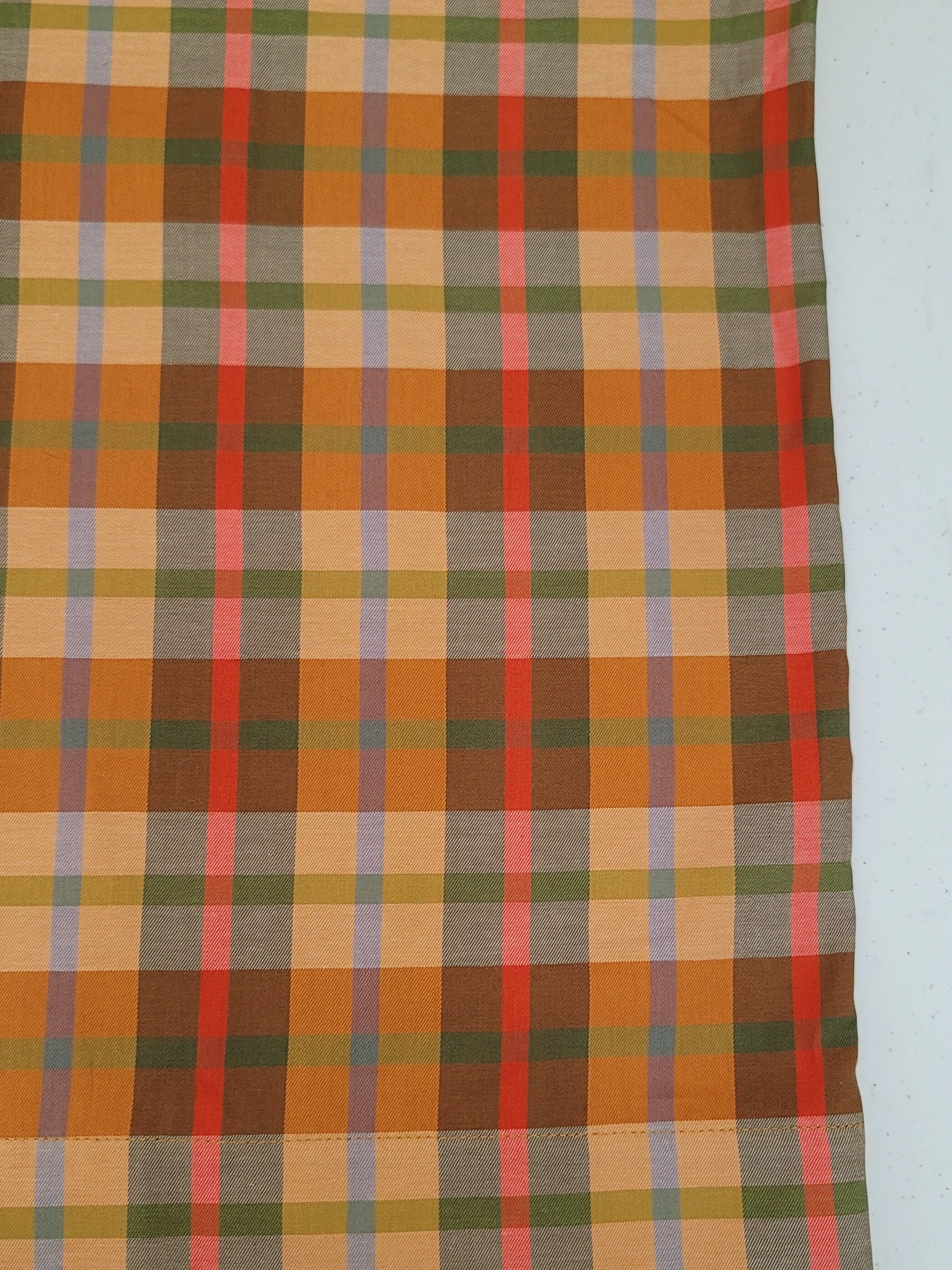 Cotton Flannel Stitched Patchwork Plaid Squares in Red Navy Orange Brown  White 42 Wide Cotton Flannel Fabric by The Yard (D270.10)