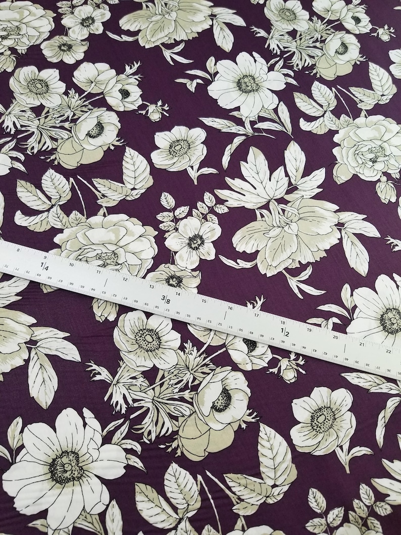 Fabric Finders Dark Purple Floral Fabric 1 Yard 60 Width 100% Cotton