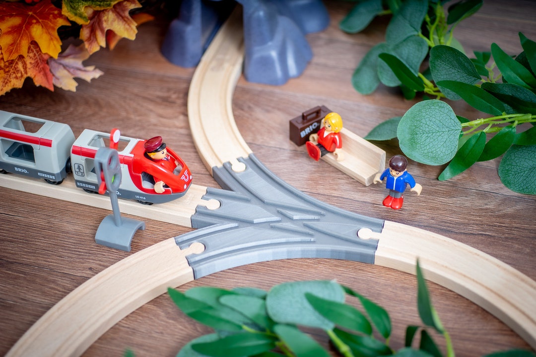 3-ways to 1 Wooden Train Track Intersection, Compatible With Brio, IKEA ...