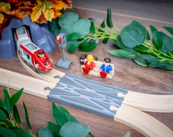 Parallel Wooden Train Track Intersection, Compatible with Brio, IKEA Trains