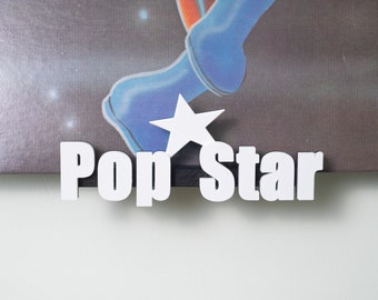 POP STAR, Wall mounted Vinyl record display stand | Vinyl record holder | Vinyl Record Display Wall Mount | Vinyl Shelves - 3D Printed