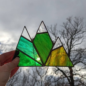 Stained glass mountain range