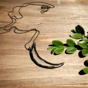 Stained Glass Crescent Moon Pendant Necklace