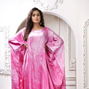Pink Silk Caftan Silk Kaftan Plus Size Luxury Silk Kaftan Maxi Dress beautiful kaftan loungewear kaftan cover up full length silk caftans