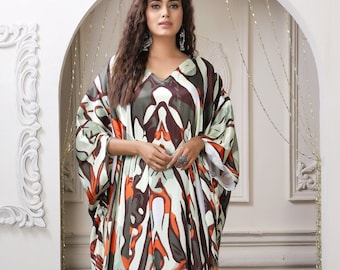 Silk Kaftan Dress: Evening Party Loungewear, Plus Size Caftan