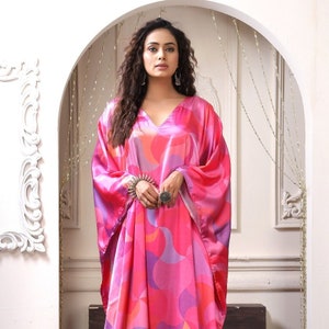 Womens  kaftan maxi dress plus size silk kaftan resort wear kaftan beach caftan cover up long sleeve casual wear kaftan