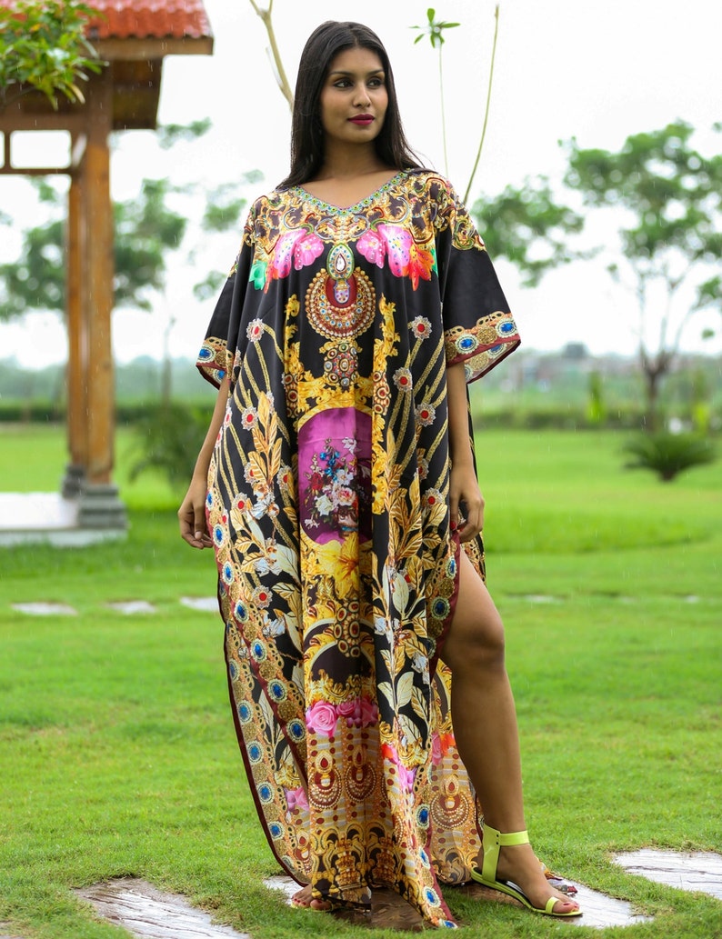 New Silk kaftan look /& feel embroider crystal beaded kaftan beach wear caftan 74