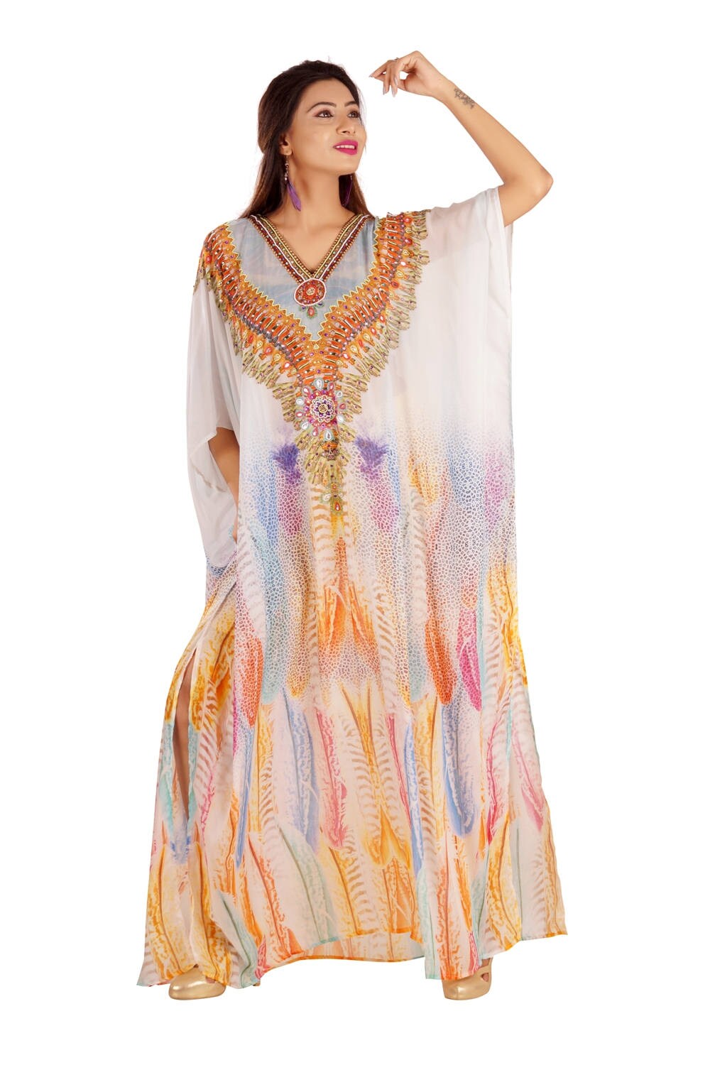 Silk Kaftan Dress Etsy