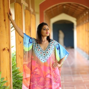 silk caftan womens kaftan dress floral print kaftan, kaftan for women, trending , handmade kaftan