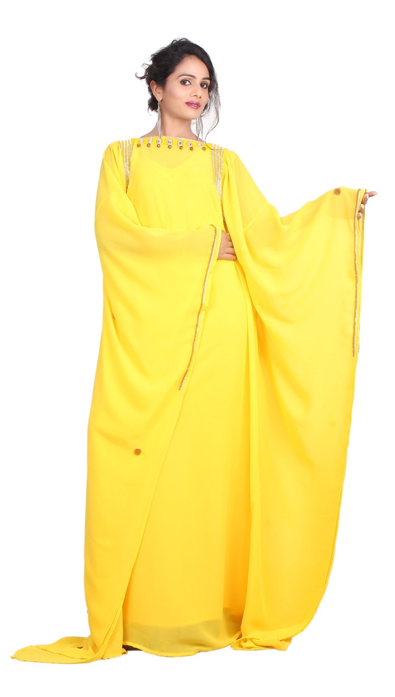 New 100/% Silk Georgette Two Piece Embellished Caftan Dress Wedding Kaftan