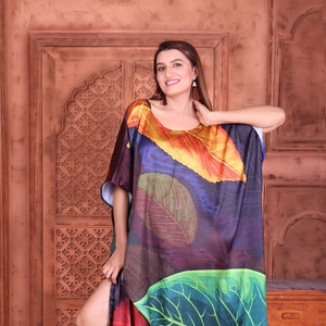 Silk Plus Size Kaftan Custom Length Floral Kaftan Beach Wear Full Length Kaftan Summer Kaftan Resort Wear Lounge Wear Kaftan Gift for mother