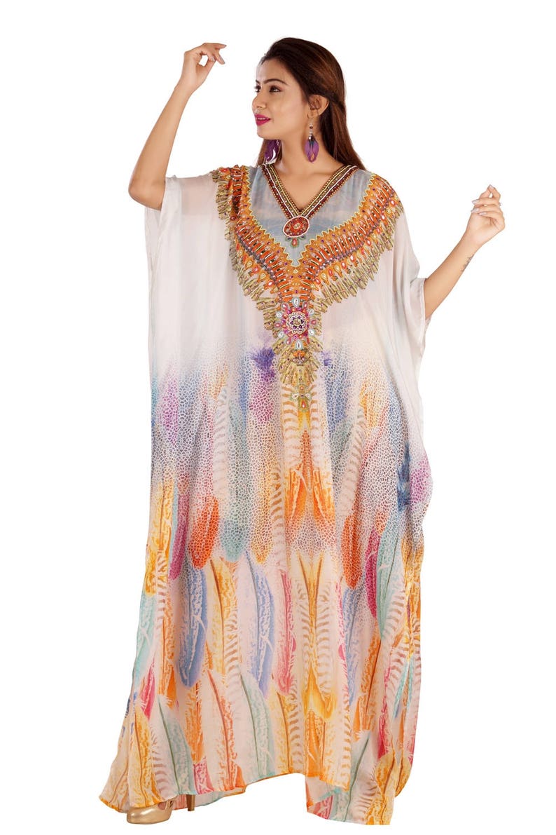 Silk Kaftan Dress Etsy