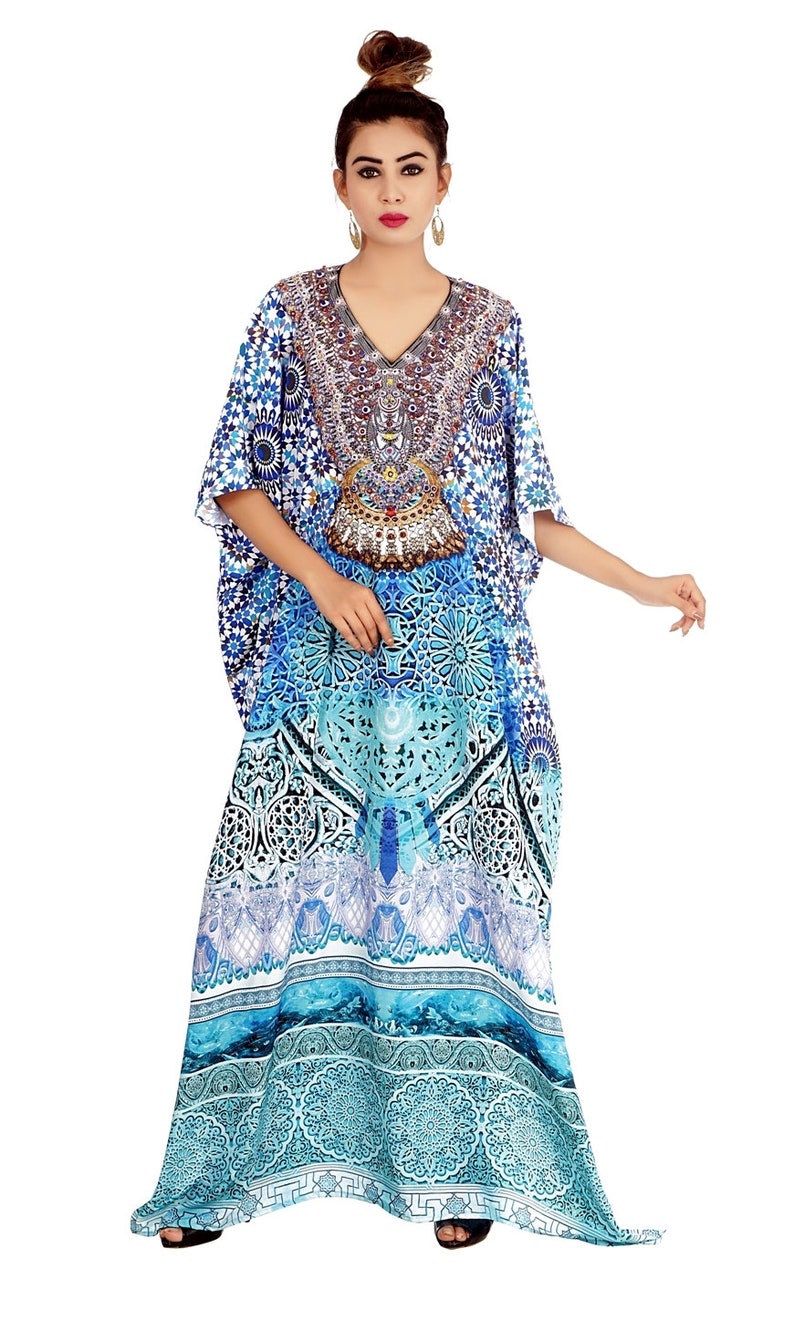 New Silk kaftan look /& feel embroider crystal beaded kaftan beach wear caftan 51