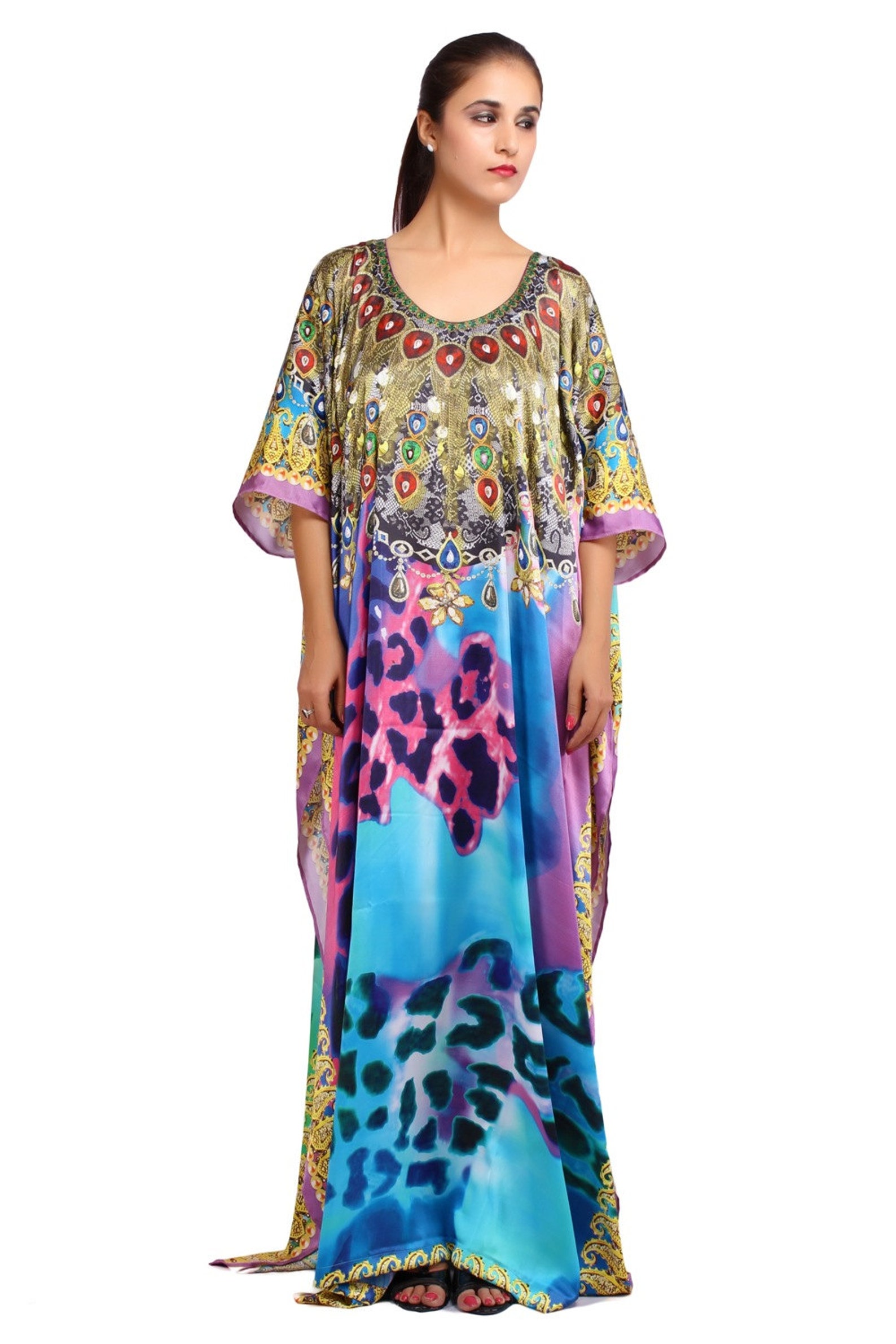 Animal Print Kaftans Long Silk Caftan Womens Silk Caftan Silk Etsy