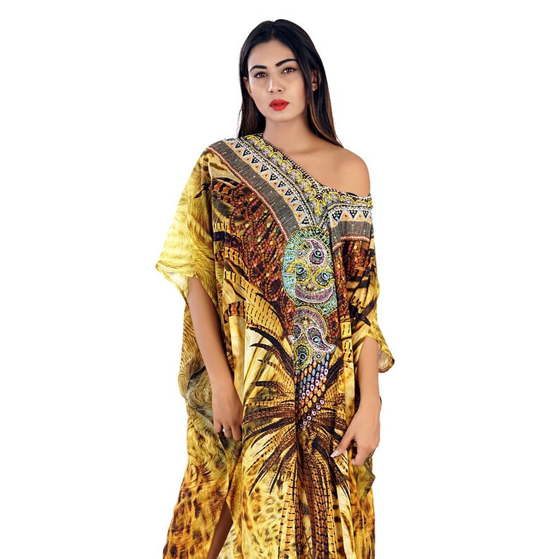 Beach Robe Caftan Pour Femme Vêtements De Perlesplage Une Seule Pièce Parée Pleine Longueur Longue Caftancaftansluxe Resort Usure Habillé Caftan