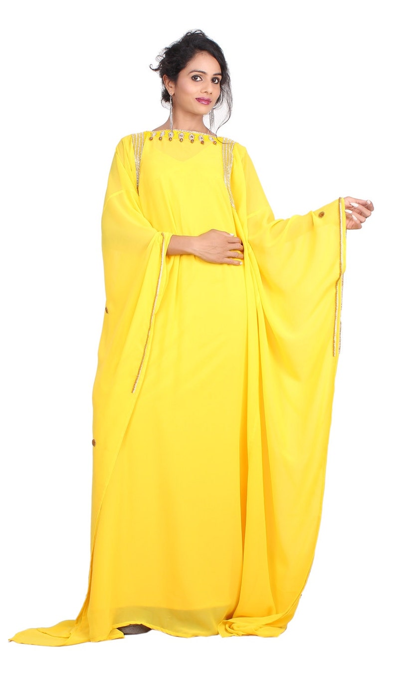 New 100/% Silk Georgette Two Piece Embellished Caftan Dress Wedding Kaftan