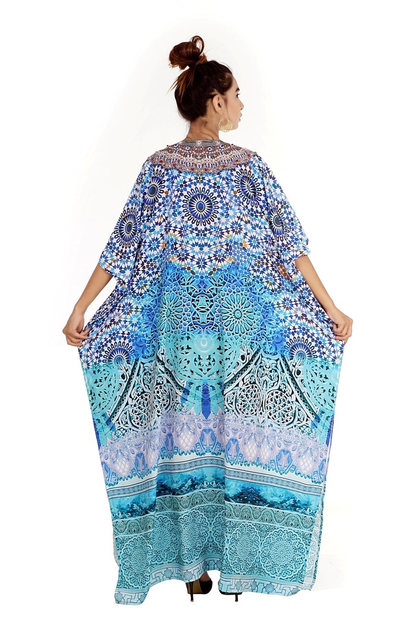 New Silk kaftan look /& feel embroider crystal beaded kaftan beach wear caftan 51