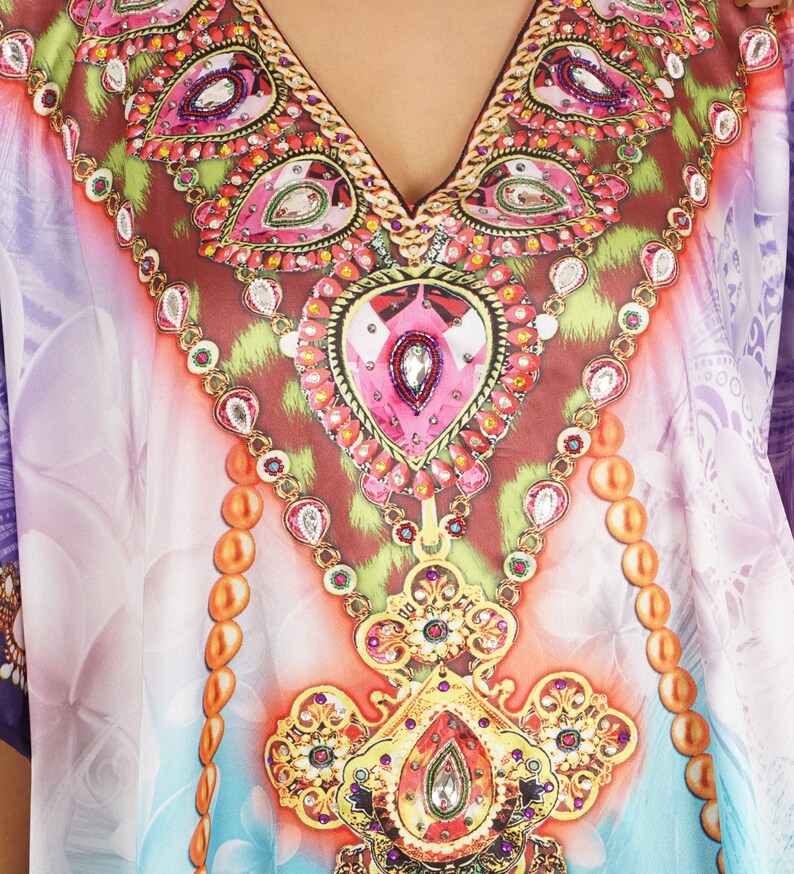 Beautiful Printed Luxury kaftan for sale Designer Caftan Women/'s Short Silk Kaftan Beach Cover up kaftan Embellished kaftan 108s