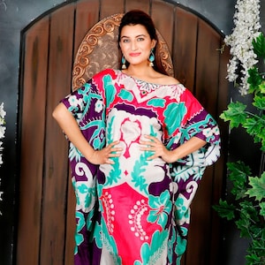 Silk Caftan Maxi Dress Vintage Silk Kaftan Dress Luxury Kaftan Maxi Dress Silk Caftan Beachwear Cover up silk kaftan maxi dress for women