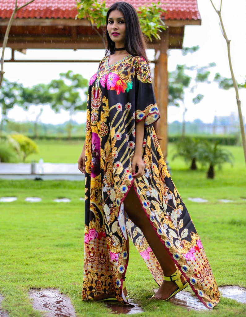 New Silk kaftan look /& feel embroider crystal beaded kaftan beach wear caftan 74