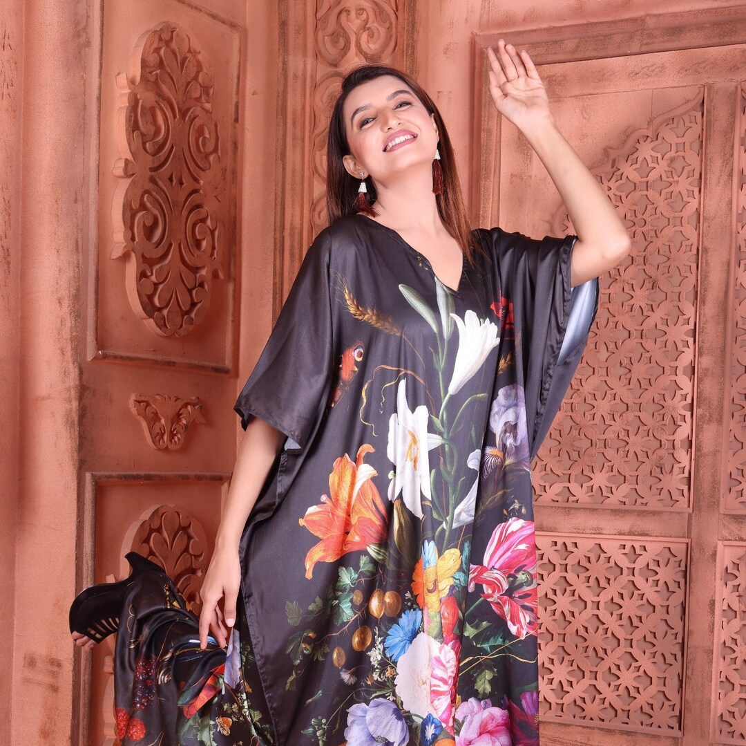 Beach Wear Kaftan Plus Size Kaftan Handmade Kimono Robe Gift for Her Resort Kaftan Floral Kaftan