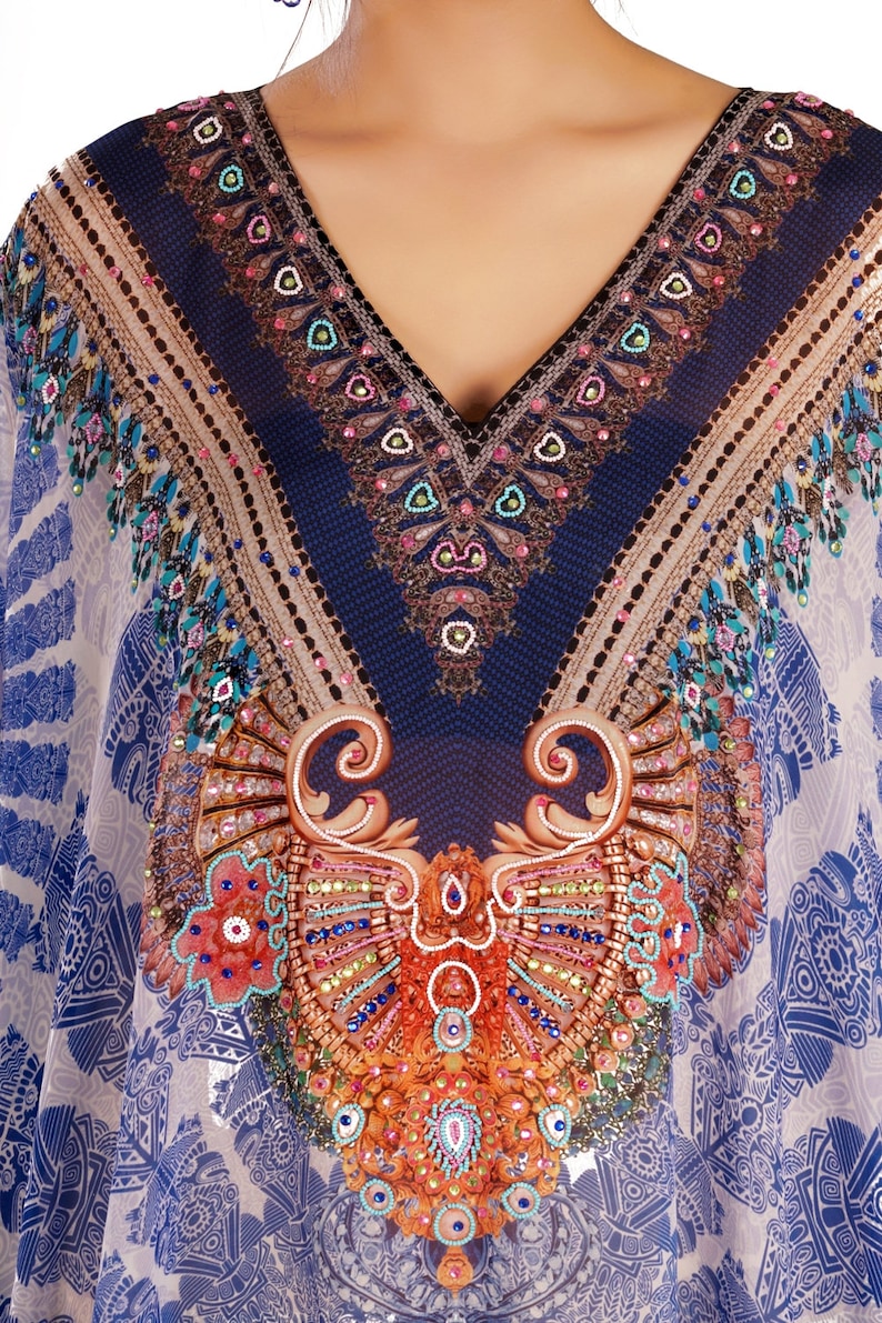 Hi end beach cover up beaded long silk kaftans for woman in sale 253